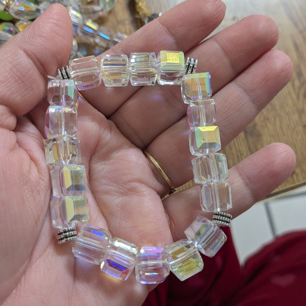 Iridescent Crystal Cube Bracelet